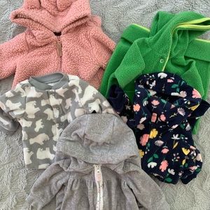 Fleece Pajama Bundle - 5 Items. Size 0-3 months.